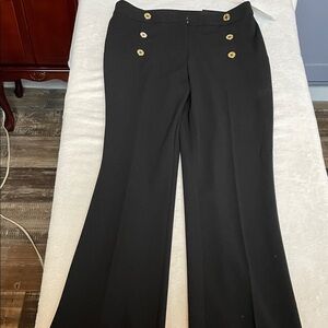 Nine West Black Wide-Leg Pants with Gold Buttons